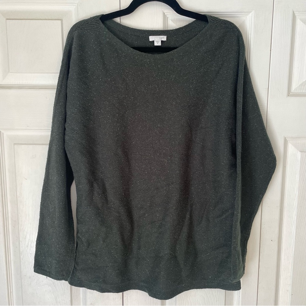 J. Jill Forest Green Cotton Silk Cozy Pullover Sweater Medium